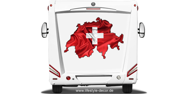 Preview: Autoaufkleber Fahne von der Schweiz als Silhouette Preview: Autoaufkleber Fahne von der Schweiz als Silhouette