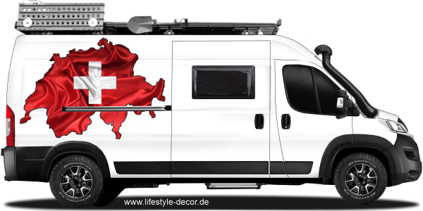 Preview: Autoaufkleber Fahne von der Schweiz als Silhouette Preview: Autoaufkleber Fahne von der Schweiz als Silhouette