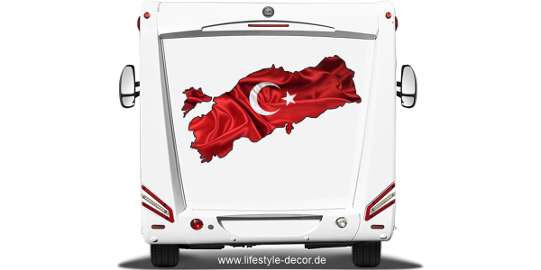 Preview: Autoaufkleber Fahne von der Türkei als Silhouette