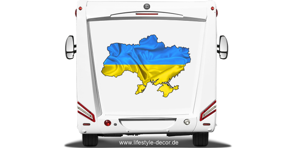 Preview: Autoaufkleber Fahne von der Ukraine als Silhouette