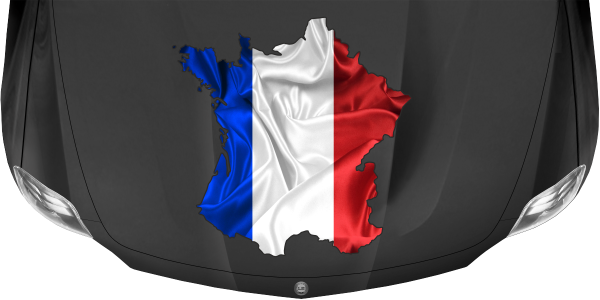 Preview: Autoaufkleber Fahne von Frankreich als Silhouette auf dunkler Motorhaube