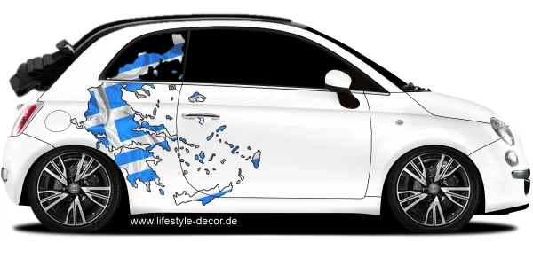 Autoaufkleber Fahne von Griechenland als Silhouette auf Fahrzeugseite von PKW