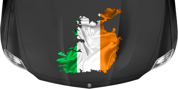 Preview: Autoaufkleber Fahne von Irland als Silhouette auf dunkler Motorhaube
