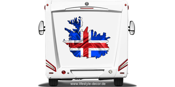 Preview: Autoaufkleber Fahne von Island als Silhouette