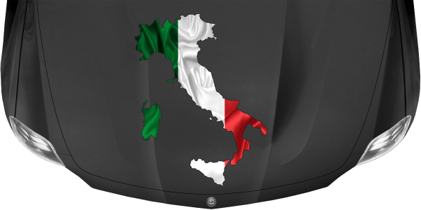 Preview: Autoaufkleber Fahne von Italien als Silhouette Preview: Autoaufkleber Fahne von Italien als Silhouette auf dunkler Motorhaube