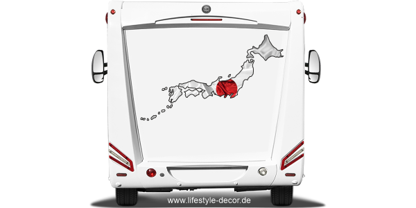 Preview: Autoaufkleber Fahne von Japan als Silhouette