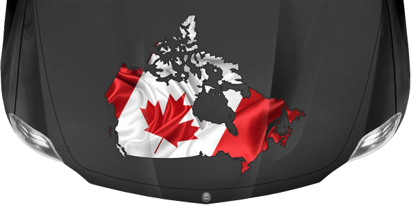 Preview: Autoaufkleber Fahne von Kanada als Silhouette auf dunkler Motorhaube