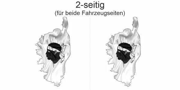 Autoaufkleber Fahne von Korsika als Silhouette - Ansicht zweiseitig für beide Fahrzeugseiten