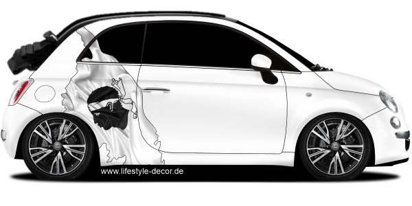 Preview: Autoaufkleber Fahne von Korsika als Silhouette auf Fahrzeugseite von PKW