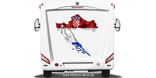 Preview: Autoaufkleber Fahne von Kroatien als Silhouette