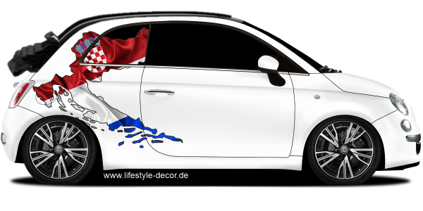 Preview: Autoaufkleber Fahne von Kroatien als Silhouette auf Fahrzeugseite von PKW
