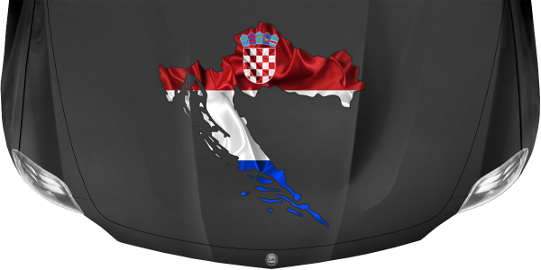 Preview: Autoaufkleber Fahne von Kroatien als Silhouette auf dunkler Motorhaube