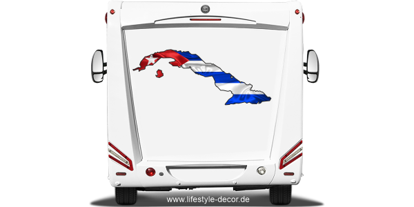 Preview: Autoaufkleber Fahne von Kuba als Silhouette