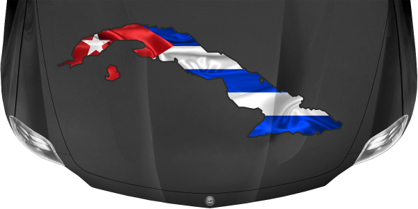 Preview: Autoaufkleber Fahne von Kuba als Silhouette auf dunkler Motorhaube