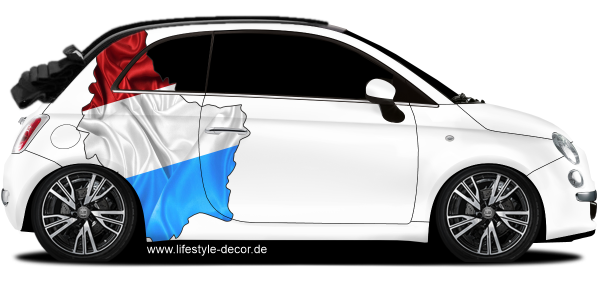 Preview: Autoaufkleber Fahne von Luxemburg als Silhouette auf Fahrzeugseite von PKW