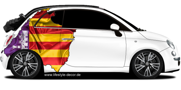 Preview: Autoaufkleber Fahne von Mallorca als Silhouette auf Fahrzeugseite von PKW