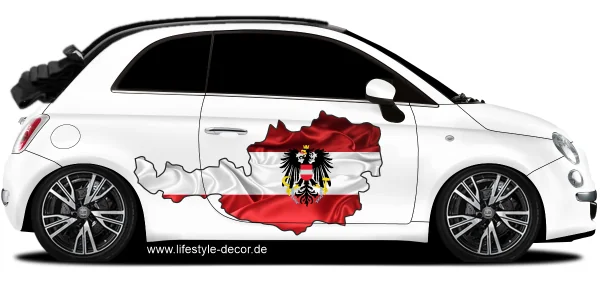 Autoaufkleber Fahne von Österreich als Silhouette auf Fahrzeugseite von PKW