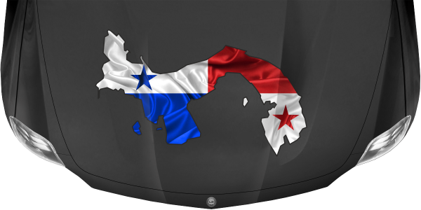 Preview: Autoaufkleber Fahne von Panama als Silhouette auf dunkler Motorhaube