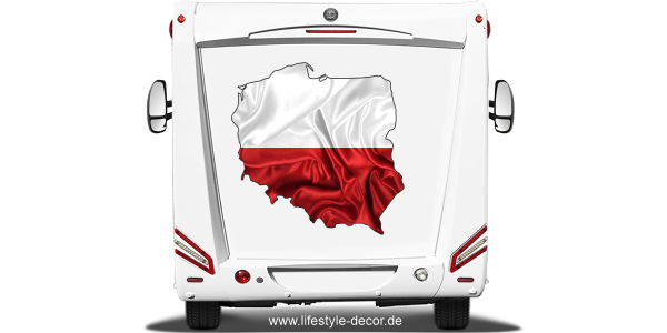 Preview: Autoaufkleber Fahne von Polen als Silhouette