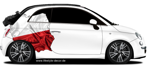 Preview: Autoaufkleber Fahne von Polen als Silhouette auf Fahrzeugseite von PKW
