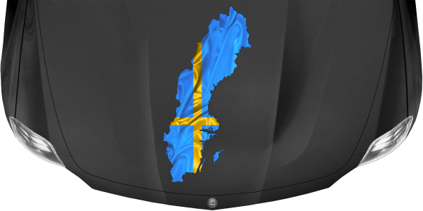 Preview: Autoaufkleber Fahne von Schweden als Silhouette Preview: Autoaufkleber Fahne von Schweden als Silhouette auf dunkler Motorhaube