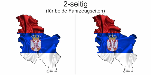 Autoaufkleber Fahne von Serbien als Silhouette - Ansicht zweiseitig für beide Fahrzeugseiten