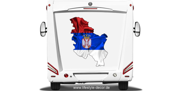 Preview: Autoaufkleber Fahne von Serbien als Silhouette