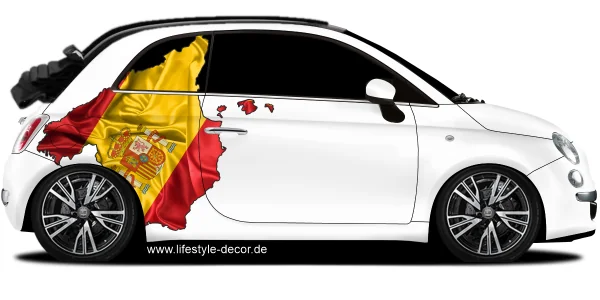 Autoaufkleber Fahne von Spanien als Silhouette auf Fahrzeugseite von PKW