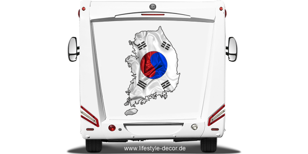 Preview: Autoaufkleber Fahne von Südkorea als Silhouette