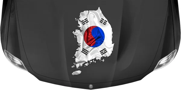 Autoaufkleber Fahne von Südkorea als Silhouette auf dunkler Motorhaube