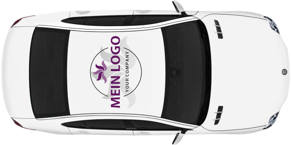 Preview: Autoaufkleber Firmenlogo mehrfarbig Preview: Autoaufkleber Firmenlogo mehrfarbig auf hellem Autodach