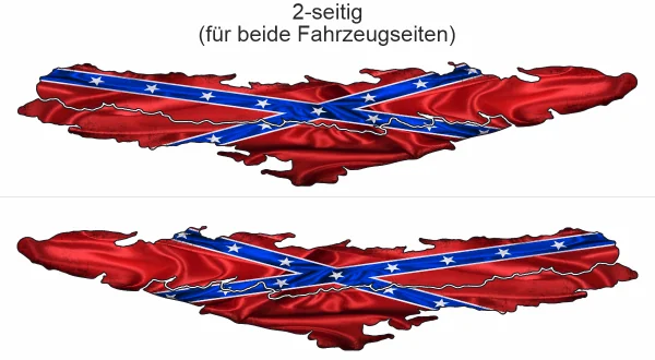 Flagge der Konföderierten Staaten von Amerika - Ansicht zweiseitig für beide Fahrzeugseiten