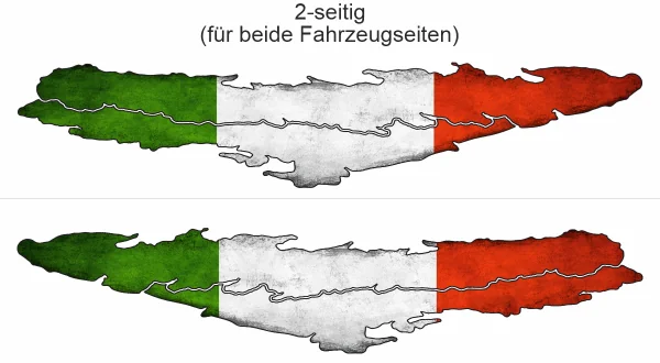 Autoaufkleber Flagge von Italien - Ansicht zweiseitig für beide Fahrzeugseiten