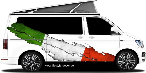 Autoaufkleber Flagge von Italien auf Fahrzeugseite von Camper