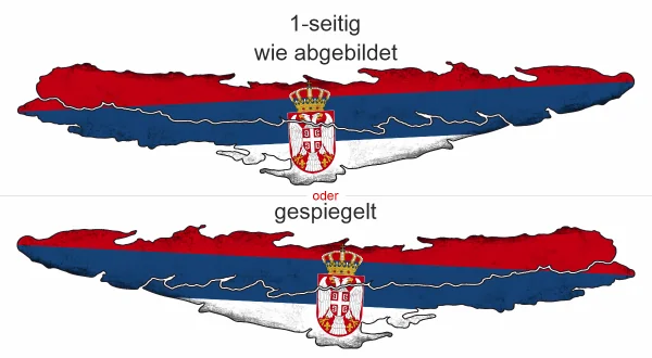 Autoaufkleber Flagge Serbiens - Ansicht Ausrichtung