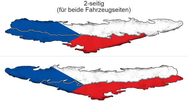 Autoaufkleber Flagge der Tschechischen Republik - Ansicht zweiseitig für beide Fahrzeugseiten