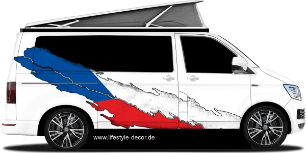 Autoaufkleber Flagge der Tschechischen Republik auf Fahrzeugseite von Camper