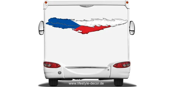 Autoaufkleber Flagge der Tschechischen Republik auf dem Heck von Wohnmobil oder Wohnwagen