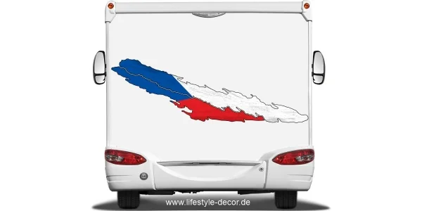 Die Flagge von Tschechien als Aufkleber fürs Wohnwagenheck