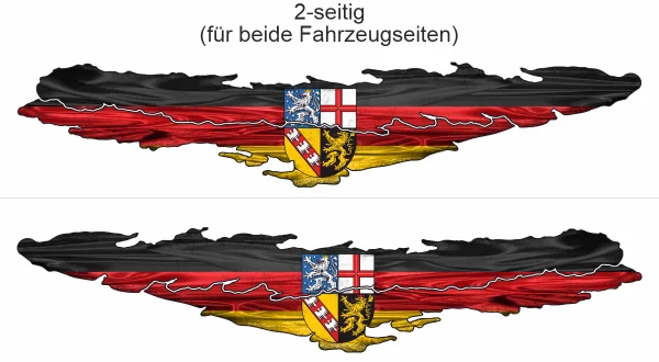 Autoaufkleber Flagge vom Saarland - Ansicht zweiseitig für beide Fahrzeugseiten
