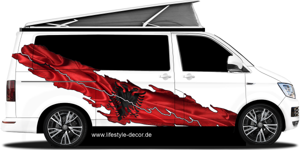 Preview: Autoaufkleber Flagge von Albanien Preview: Autoaufkleber Flagge von Albanien