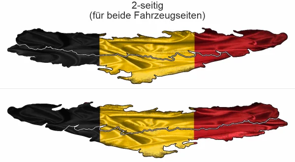 Autoaufkleber Flagge von Belgien - Ansicht zweiseitig für beide Fahrzeugseiten