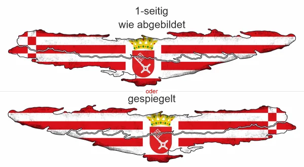 Autoaufkleber Flagge von Bremen - Ansicht Ausrichtung