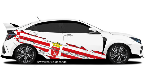 Preview: Autoaufkleber Flagge von Bremen Preview: Autoaufkleber Flagge von Bremen