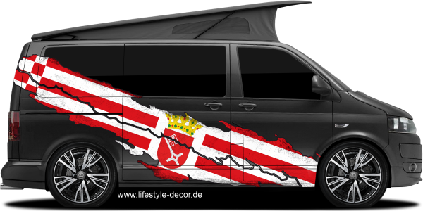 Preview: Autoaufkleber Flagge von Bremen Preview: Autoaufkleber Flagge von Bremen