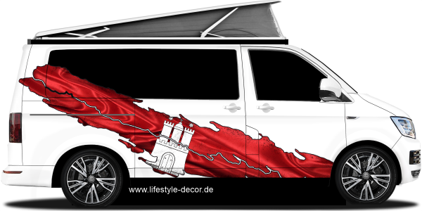 Preview: Autoaufkleber Flagge von Hamburg Preview: Autoaufkleber Flagge von Hamburg