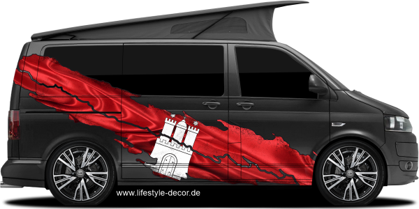Preview: Autoaufkleber Flagge von Hamburg Preview: Autoaufkleber Flagge von Hamburg