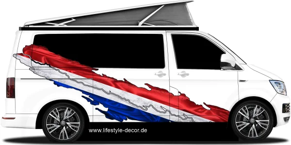 Autoaufkleber Niederländische Flagge auf Fahrzeugseite von Camper