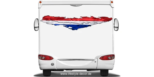 Autoaufkleber Niederländische Flagge auf dem Heck von Wohnmobil oder Wohnwagen