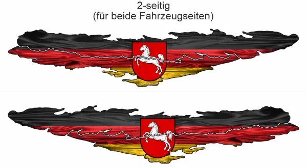 Autoaufkleber die Fahne von Niedersachsen - Ansicht zweiseitig für beide Fahrzeugseiten